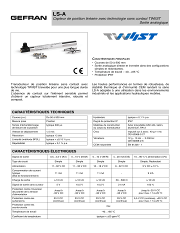 gefran LS-A Linear Twiist Fiche technique | Fixfr
