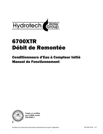 Hydrotech 6700XTR-Upflow Manuel du propriétaire | Fixfr