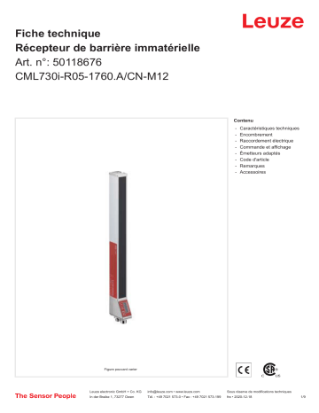 Leuze CML730i-R05-1760.A/CN-M12 Lichtvorhang Empfänger Manuel utilisateur | Fixfr