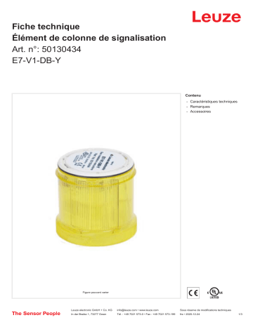 Leuze E7-V1-DB-Y Signalsäulenelement Manuel utilisateur | Fixfr