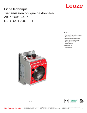 Leuze DDLS 548i 200.3 L H Optische Datenübertragung Manuel utilisateur | Fixfr