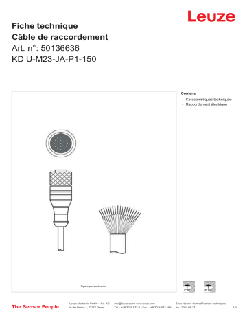 Leuze KD U-M23-JA-P1-150 Anschlussleitung Manuel utilisateur | Fixfr