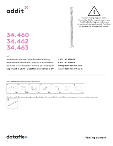 34.460 | 34.462 | Dataflex 34.463 Addit cable guide sit-stand 130 cm set Installation manuel | Fixfr