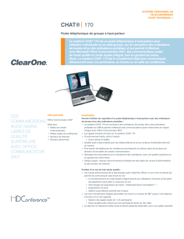 ClearOne CHAT 170 Speakerphone Fiche technique | Fixfr