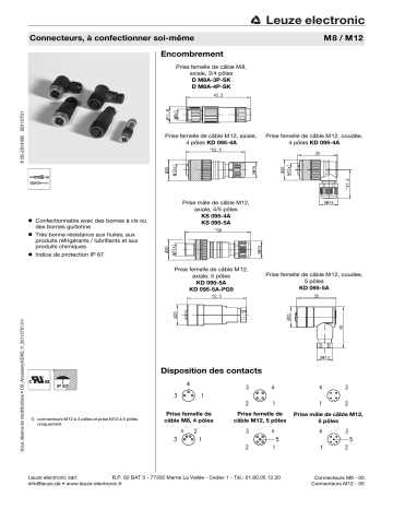 KS 095-5A | D M8A-3P-SK | KS 095-4A | Leuze D M8A-4P-SK Leitungsdose Manuel utilisateur | Fixfr