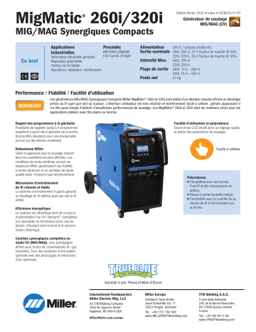 MigMatic® 320i | Miller MigMatic® 260i spécification | Fixfr