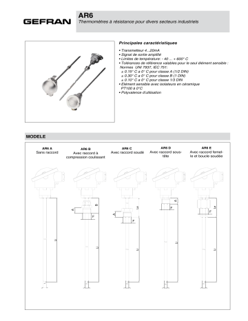 gefran AR6 Resistance thermometer Fiche technique | Fixfr