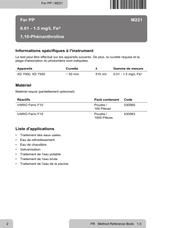 Lovibond Single Method M221 - Iron 50 PP Manuel utilisateur | Fixfr