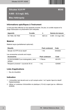 Lovibond Single Method M349 - Silica VLR PP Manuel utilisateur