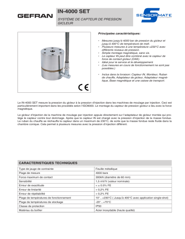 gefran IN-4000 set Nozzle pressure sensor system Fiche technique | Fixfr