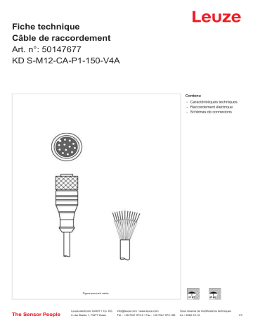 Leuze KD S-M12-CA-P1-150-V4A Anschlussleitung Manuel utilisateur | Fixfr