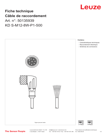 Leuze KD S-M12-8W-P1-500 Anschlussleitung Manuel utilisateur | Fixfr