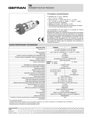 gefran TK Fiche technique | Fixfr