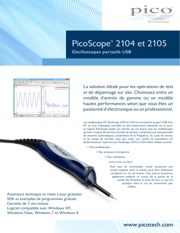 PicoScope 2105 | PICO PicoScope 2104 Fiche technique | Fixfr