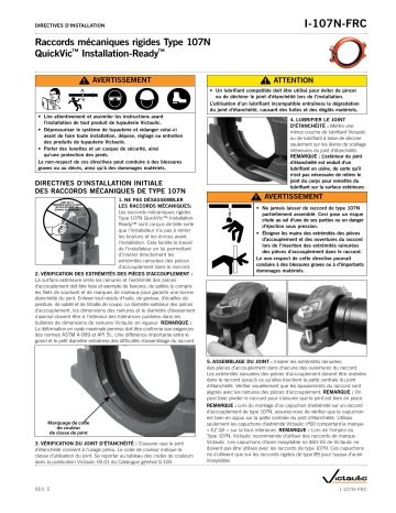 Victaulic QuickVic™ Rigid Coupling Style 107N Installation manuel | Fixfr