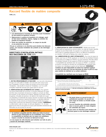 Victaulic Installation-Ready™ Composite Flexible Coupling Style 171 Guide d'installation | Fixfr