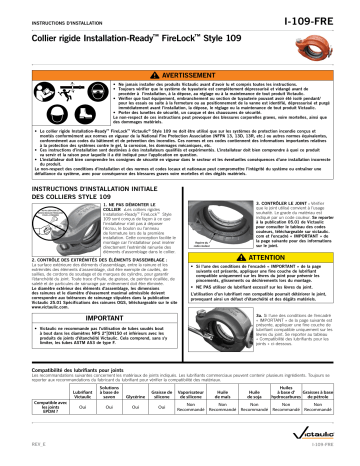 Victaulic FireLock™ Installation-Ready™ One-Bolt Rigid Coupling Style 109 Installation manuel | Fixfr