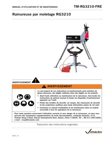 Victaulic RG3210 Roll Grooving Tool Manuel utilisateur | Fixfr