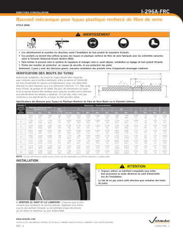 Victaulic Style 296A FRP/GRP PipeCoupling Installation manuel | Fixfr