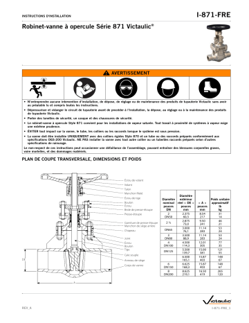 Victaulic Series 871 Gate Valve Guide d'installation | Fixfr