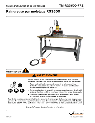 Victaulic RG3600 StrengThin™ Roll Grooving Tool Manuel utilisateur | Fixfr