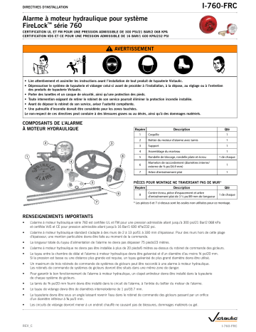 Victaulic Firelock™ Water Motor Alarm Series 760 Installation manuel | Fixfr