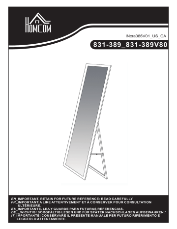 HOMCOM 831-389V80 Full Length Mirror Floor Standing or Wall-Mounted Mode d'emploi | Fixfr