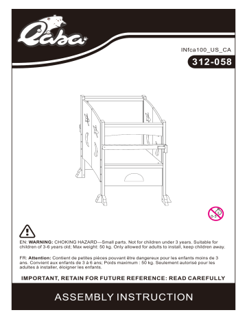 312-058ND | 312-058WT | Qaba 312-058GY Kids kitchen step stool Foldable Step Stool Mode d'emploi | Fixfr