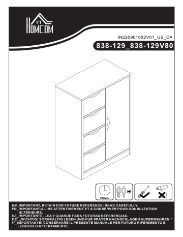838-129V80WT | HOMCOM 838-129V80AK Modern Cabinet Slim Chest Freestanding Storage Organizer Mode d'emploi | Fixfr