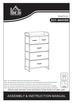 HOMCOM 831-404V80LG 5-Drawer Dresser Tower Chest of Drawers Organizer Mode d'emploi