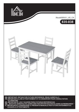 HOMCOM 835-038WT 5 Piece Solid Pine Wood Table and Chairs Dining Set -White Mode d'emploi