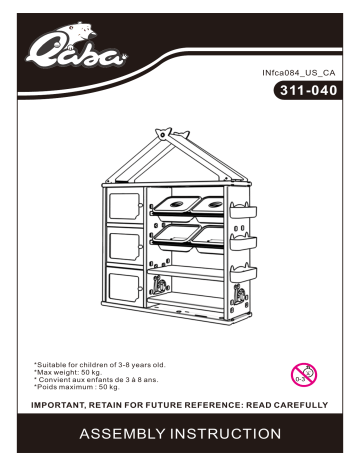 311-040BU | Qaba 311-040OG Kids Toy Organizer and Storage Book Shelf Mode d'emploi | Fixfr