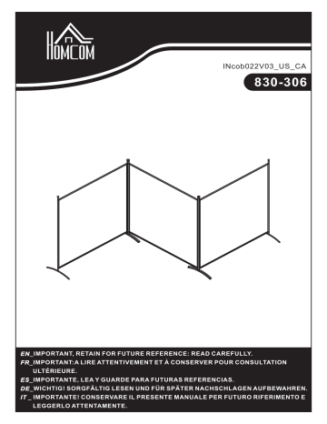 HOMCOM 830-306BG 3-Panel Folding Screen Room Divider Privacy Separator Partition Mode d'emploi | Fixfr