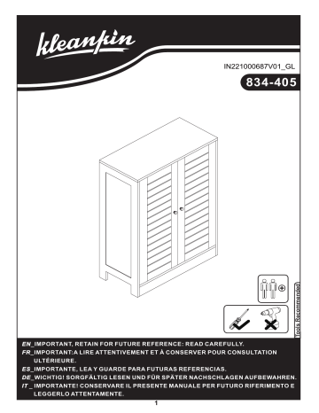 kleankin 834-405 Bathroom Floor Cabinet Mode d'emploi | Fixfr