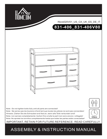 HOMCOM 831-406V80LG 7-Drawer Dresser Mode d'emploi | Fixfr