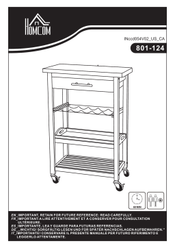 HOMCOM 801-124 Pine 3-Tier Multifunction Kitchen Rolling Island Cart Mode d'emploi