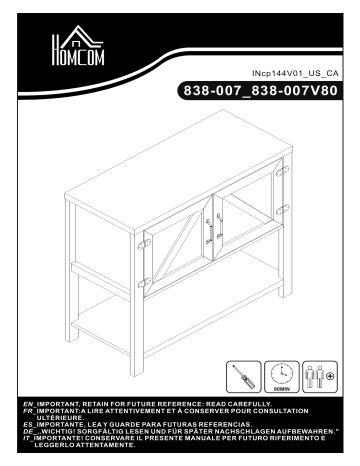 838-007V80AK | HOMCOM 838-007V80WT 2-Door Free Standing Sideboard Console Table Mode d'emploi | Fixfr