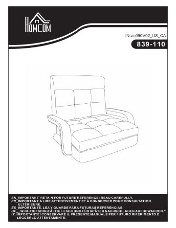 HOMCOM 839-110 Convertible Floor Sofa Bed Mode d'emploi | Fixfr