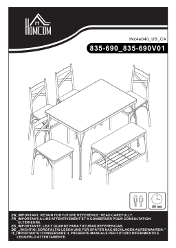 HOMCOM 835-690V01WN Industrial Dining Table Set Mode d'emploi