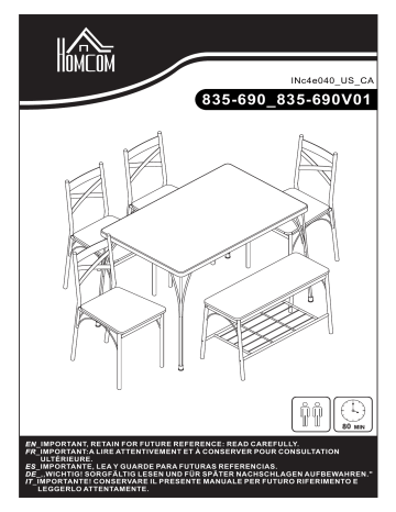 HOMCOM 835-690V01WN Industrial Dining Table Set Mode d'emploi | Fixfr