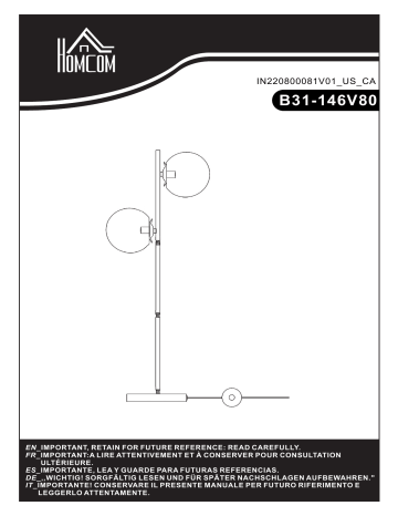 HOMCOM B31-146V80 Floor Lamp Mode d'emploi | Fixfr