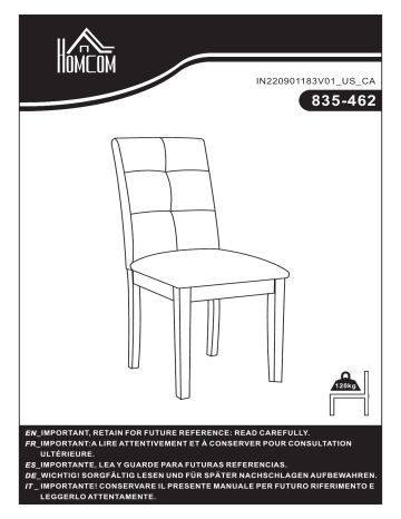 HOMCOM 835-462 High Back Dining Chairs Mode d'emploi | Fixfr