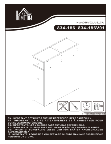 HOMCOM 834-186V01 Bathroom Floor Organizer Free Standing Space Saving Narrow Storage Cabinet Bath Toilet Paper Holder Mode d'emploi | Fixfr