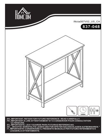 HOMCOM 837-048GY Grey Wooden Entryway Tabletop Furniture Mode d'emploi | Fixfr