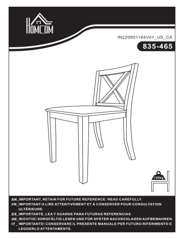 HOMCOM 835-465 High Back Dining Chairs Set of 2 Mode d'emploi | Fixfr