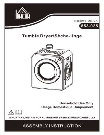 HOMCOM 853-025 Compact Laundry Dryer Machine Mode d'emploi | Fixfr