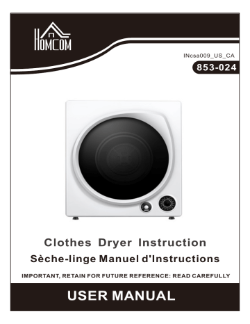 HOMCOM 853-024 Automatic Dryer Machine Mode d'emploi | Fixfr
