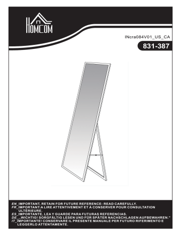 HOMCOM 831-387 Full Length Dressing Mirror Mode d'emploi | Fixfr