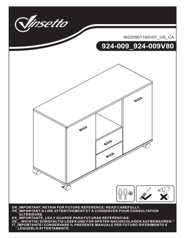 924-009V80WT | 924-009V80BK | Vinsetto 924-009V80BN Multifunction Office Filing Cabinet Printer Stand Mode d'emploi | Fixfr