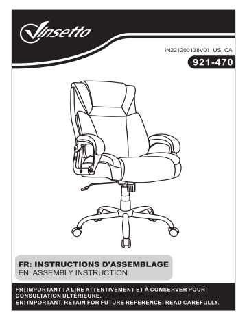 921-470BK | Vinsetto 921-470WT Big and Tall 400lbs Executive Office Chair Mode d'emploi | Fixfr